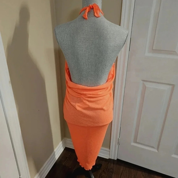 La Vie En Rose Swimwear Sarong Cover up Dress Skirt Neon Coral one size - Picture 2 of 7